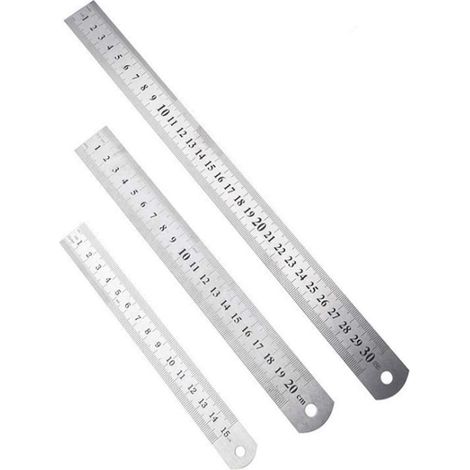 3 Pièce règles en acier inoxydable,15 cm (6”) / 20 cm (8”) / 30 cm (12”),ensemble règles en métal précision double face,outil mesure bord droit,pour les dessins d'ingénierie bureau (1/5)