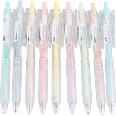 Lot de 9 stylos gel rétractables rétro mignons antidérapants pour prise de notes étudiants (1/5)