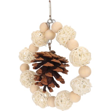 Jouets suspendus pour cage à oiseaux : boules de rotin, bûches, balançoire pour perroquets avec pommes de pin naturelles pour inséparables, pinsons, perruches, calopsittes, perroquets aux couleurs pri (1/5)