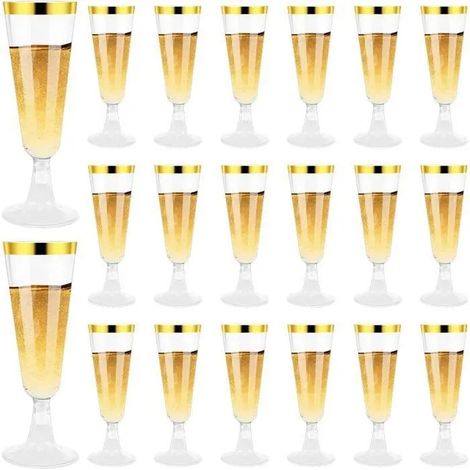 20 150 ml transparents verres à champagne en plastique, réutilisables, pour mariages, anniversaires et fêtes (1/5)