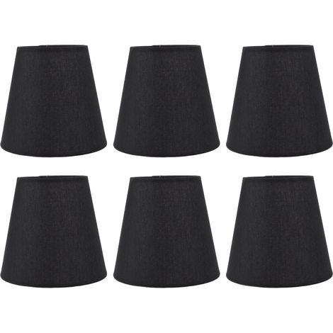 Set mit 6 modernen und eleganten schwarzen Lampenschirmen für E14-Glühbirnen. (1/5)