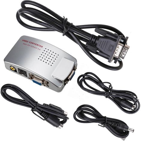 Boîtier de commutation VGA vers RCA universel NTSC PAL VGA vers TV AV RCA, adaptateur de signal vidéo composite pour ordinateur portable (1/5)