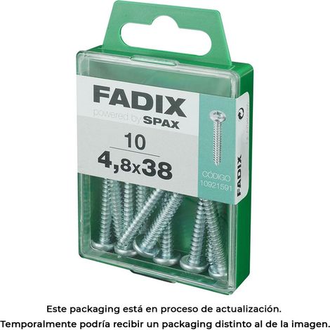 Caja de 10 unidades de tornillo de rosca chapa con cabeza redonda en cinc 4,8x38mm Fadix (1/3)