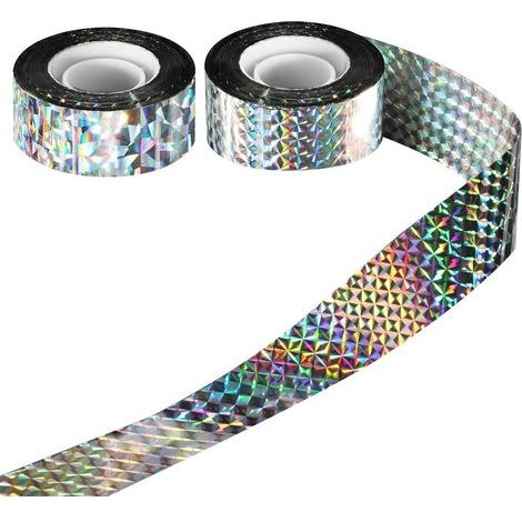 Vogelabwehrband, 2,4 cm x 100 m, 2er-Pack, Taubenabwehr, reflektierendes Vogelabwehrband, Taubenabwehrband für Balkone, Taubenabwehrstreifen, für Gärten und Obstplantagen (1/5)