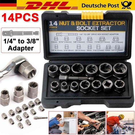 14 extracteurs de vis électriques, douilles extractrices, extracteur gauche 6,35-19 mm (1/5)