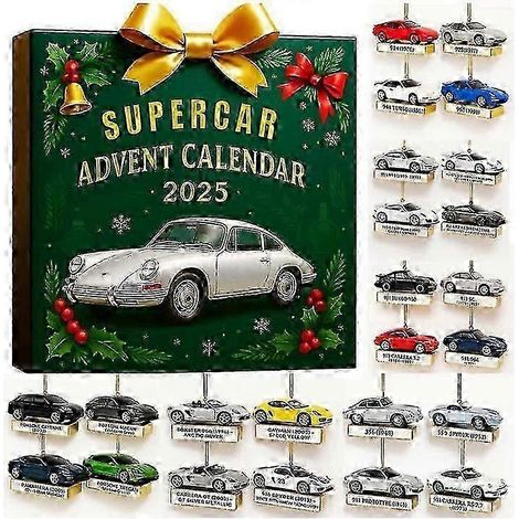 Calendrier de l'Avent Supercar, boîte surprise, décoration de sapin de Noël, acrylique 2D