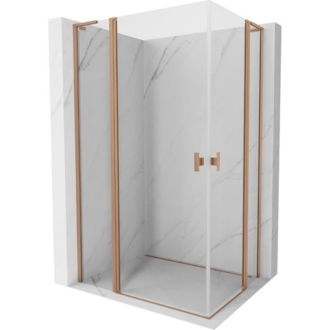 Mexen Mist L Duo cabine de douche pivotante 115 x 90 cm, transparent, cuivre brossé - 8A4L-115-090-65-00 (1/5)