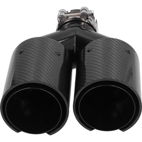Yctze Universal-Doppelauspuffblenden für Autos, linke Seite, 63-93 mm, Carbonfaser, Doppelauspuffrohr, Heckblende, M Performance Throat Tail Fit