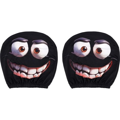 2pcs Housse Appuie Tete Voiture Drole, Universelles Housse Appuie Tete Voiture avec Expressions Espiègles et Exagérées pour Décoration de Siège Avant (1/5)