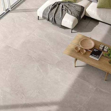 Carrelage Intérieur Effet Pierre AZUMA ROCK 60x60 cm Argent AG (1/3)