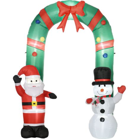 Autre décoration pour Noël Arche gonflable avec Père Noël et bonhomme de neige, éclairage LED, souffleur intégré, 198 x 80 x 245 cm (1/5)