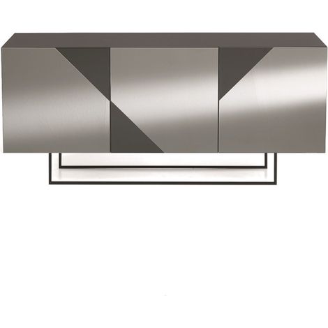 Madia credenza 3 ante in vetro specchio Fum cassa Antracite ARTE 180con piedini sagomati (1/5)