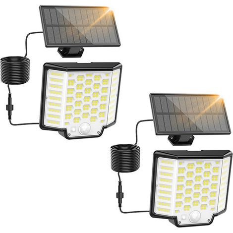 2 Lampe Solaire Extérieur [186 LED], 3 Modes Spot Eclairage Exterieur Solaire avec Détecteur de Mouvement ,pour Jardin, Garage, Patio (1/5)