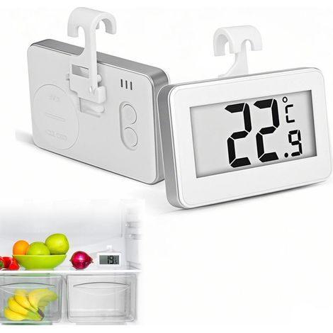 2 Pièces Thermomètre Numérique Mini Réfrigérateur Congélateur - Étanche, Digital avec Crochet, Écran ACL Facile à Lire, Idéal Maison Bureau (1/5)