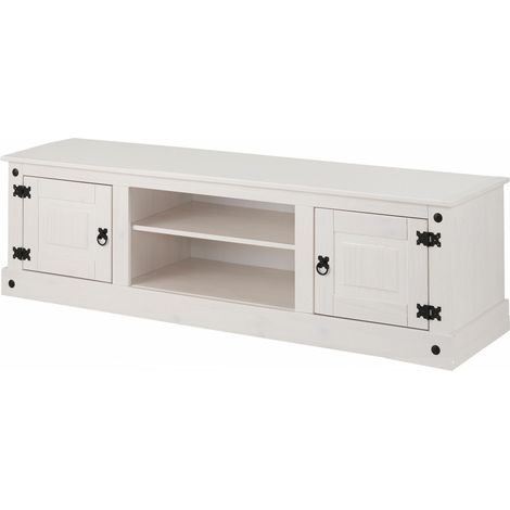 MexicoMeuble TV 160cm avec 2 tiroirs en pin blanc (1/3)