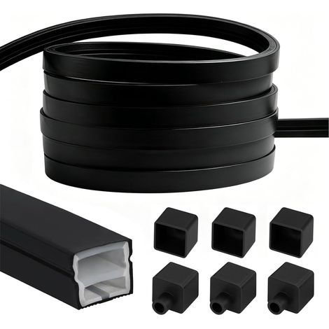 Noir Profilé silicone 6m 12x12mm flexible pour ruban LED (1/5)
