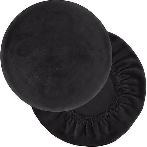 Juego de dos piezas de accesorios de tela para muebles de oficina/reuniones, funda redonda para taburete de bar: funda ultrasuave, lavable y elástica, color negro. (1/5)