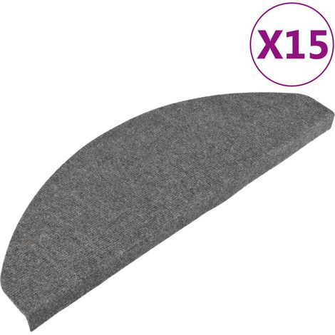 INLIFE Tapis d'escalier autocollants 15 pcs 65x26 cm Gris (1/5)