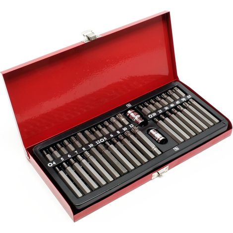Coffret Embouts 40 pcs.Douilles Embouts à 6 pans intérieurs Douilles multi-dents Bits Atelier (1/3)