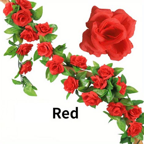 Lot de 2 guirlandes artificielles suspendues de 230 cm pour décoration d'arche de jardin de fête de mariage (rouge) (1/5)