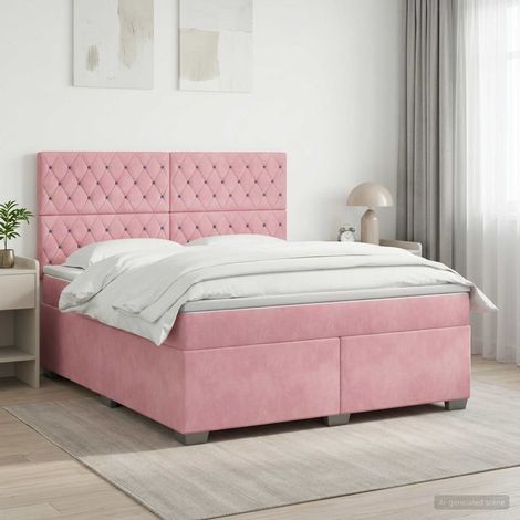 vidaXL Lit boxspring avec matelas Rose 140 x 200 cm Velours (1/5)