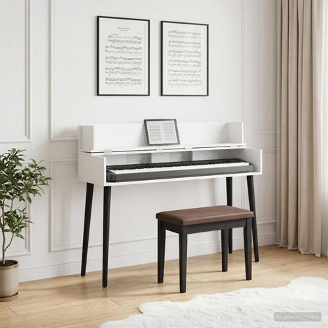 vidaXL Scrivania studio Bianco 110 x 40 x 19,5 cm Legno ingegnerizzato (1/5)