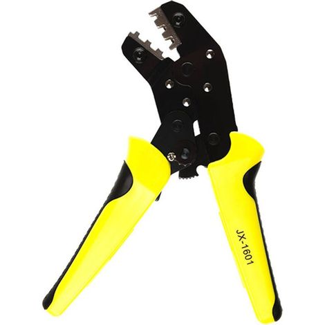 Pince à sertir cosse à cliquet – Acier haute qualité – Poignée PVC confortable – Sertissage 0,14-1,5 mm² – Matrices interchangeables (1/5)