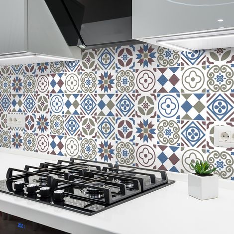 Sticker Mural Carrelage adhésif Cuisine Salle de Bain - 24 STICKERS CARRELAGES AZULEJOS QUONITA - 24stickers10x10cm (1/5)