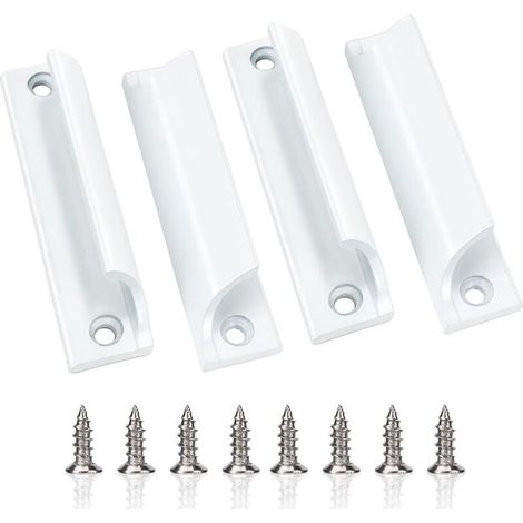 4-teiliges Schiebetürgriff-Set mit Schrauben für Fenster, Schubladen und Schranktüren, weiß (1/5)
