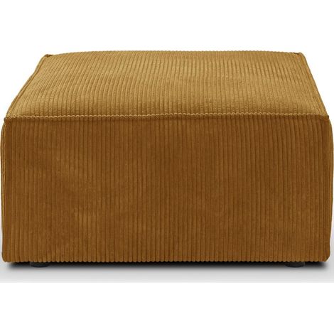 Pouf en velours côtelé jaune moutarde - Harper (1/4)