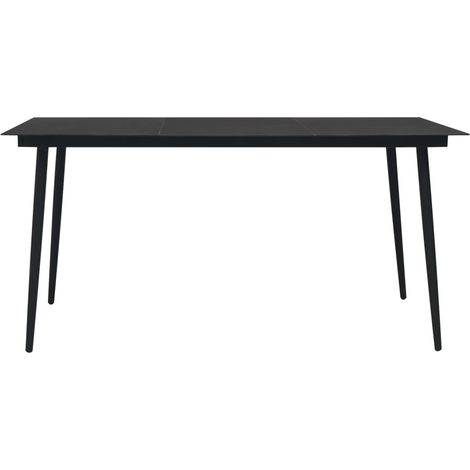 Table à dîner de jardin，Table d'extérieur Noir 150x80x74 cm Acier et verre CFW67085 (1/4)
