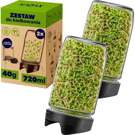 Tarro de germinación de vidrio, capacidad de 720 ml, diseño de filtro lenticular, compatible con 15 °C, incluye semillas de rábano. (1/5)