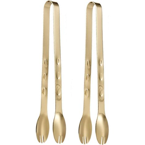 Lot de 2 Pinces, Acier inoxydable, Bords dentelés, Glaçons, Sucre, alimentaire (1/5)