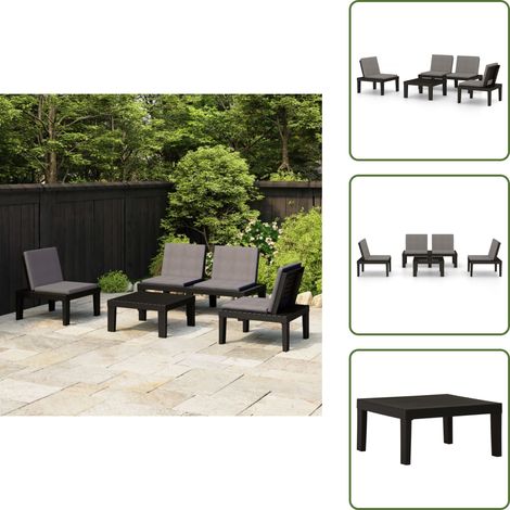 4-tlg. Garten-Lounge-Set mit Kissen Kunststoff Grau - Gartensitzgruppe - Lounge Set - Gartenmöbel - Kunststoffe Möbel - Outdoor Furniture (1/5)