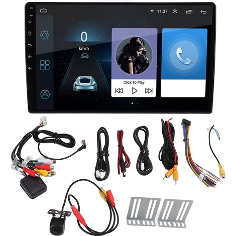 Autoradio 10.1 pouces avec caméra AHD, WiFi, Bluetooth, FM, navigation GPS, Android 10.1 universel, 2+16G, écran tactile (1/5)