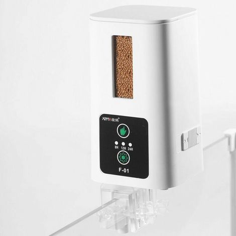 Automatique mangeoire Grande Capacité Distributeur de Nourriture Rotation à 360° Fonctionnant réglable sur Batterie pour Les Vacances de l'aquarium (1/5)