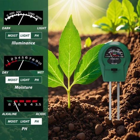 Testeur Humidité Plante, 3 en 1 Humidité/Fertilité/Ph Metre Hygrometre Phmetre Capteur Humidité pour Plante Jardin Pelouse Ferme I (1/4)