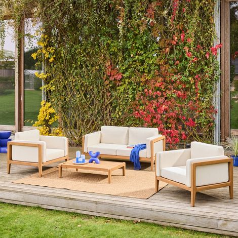 Salon de jardin bois d'acacia 4 places naturel - Oruni