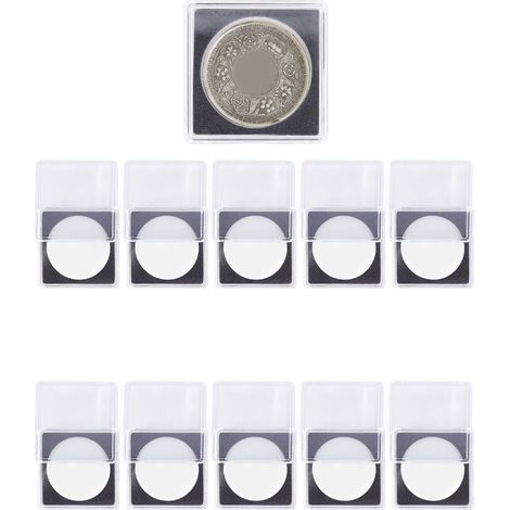 10 Pièces Porte-Monnaie Acrylique Transparent Résistant à l'Usure pour Collection de Pièces Carrées