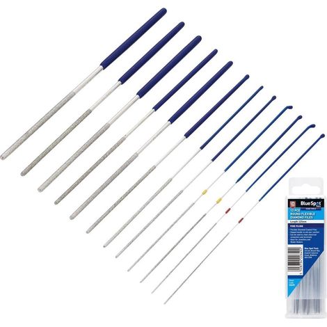 BlueSpot 12pc Mini Round Fine Small Flexible Diamond Files Jewellery File 125mm (1/2)