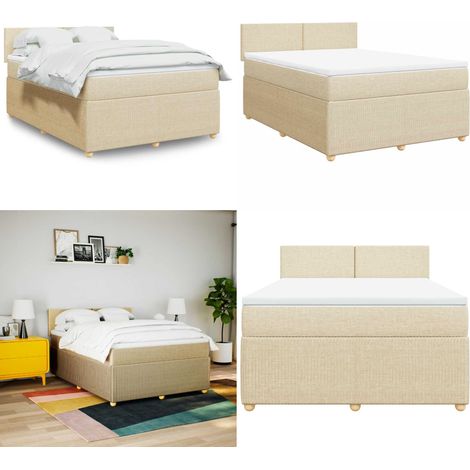 vidaXL Boxspringbett mit Matratze Creme 160x200 cm Stoff (1/5)