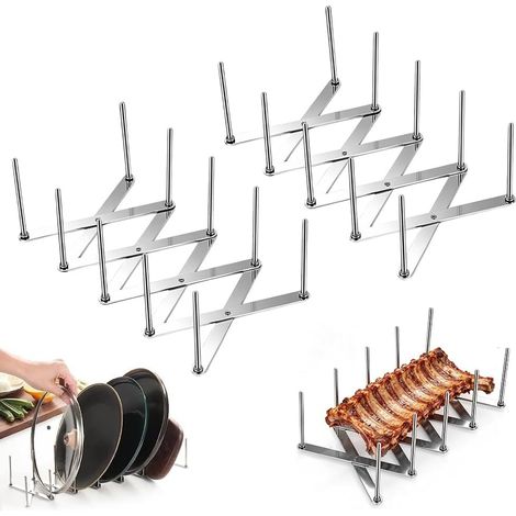 Support pour Couvercles en Acier Inoxydable, En acier inoxydable Support de Porte-casseroles Multifonction Réglable Rangement pour ustensiles de cuisine casseroles couvercle planche à découper (1/5)