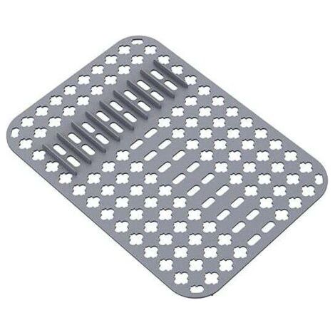 Pair 1pc Tapis d'évier, Tapis de Protection en Silicone, 40X29 CM PVC Cuisine Tapis D'évier Protecteur pour évier et évier avec Trous de Drainage (Gris) (1/4)