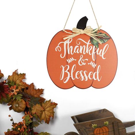 Guirlande Porte - Guirlande D'accueil En Bois Pour Porte D'entrée - Décoration Festive Halloween Et Automne - 1 Pièce (1/5)