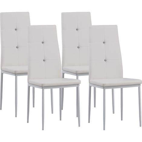 Albatros Esszimmerstühle DIAMOND 4er Set, Weiss - Edler Diamant-Look, Polsterstuhl mit Kunstleder-Bezug, Modernes Stilvolles Design am Esstisch Küchenstuhl Stuhl Esszimmer hohe Belastbarkeit