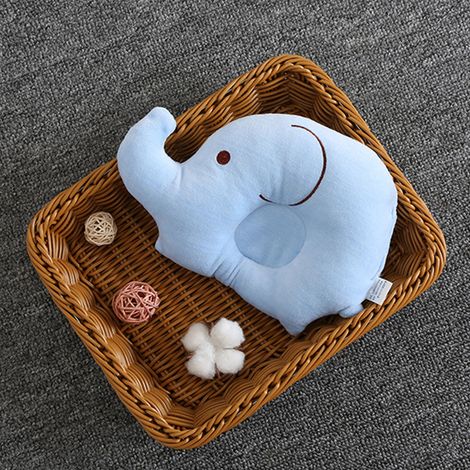 Oreiller de sommeil pour bébé, doux, sans peluches, avec des imprimés d'animaux de dessin animé, extensible, portable, respirant, oreiller d'allaitement pour bébés de 0 à 1 an, bleu. (1/5)