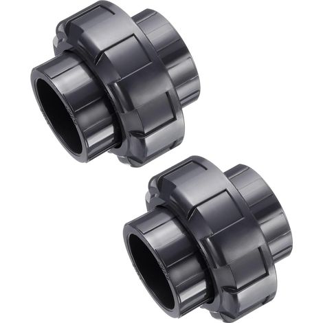 Raccords De Tuyaux En PVC Union 1-1/2" Raccord D'Union À Emboîtement Pour Tuyaux D'Arrosage Piscine Plomberie Extérieure Gris Foncé 2Pcs (1/5)