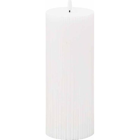 Luxe Collection Natural Glow 3.5x9 Texture Ribbed LED Candle - Plastic/Wax - L9 x W9 x H23 cm - White