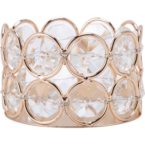 Hollow Candle Holder Crystal Beads Iron Art Decorative Cup for Tealight and Electronic Candles Party Dinner Table Gold (1/5)