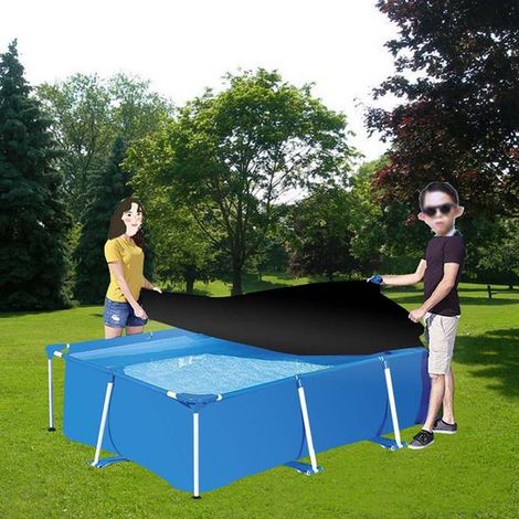 Poolabdeckung - Poolabdeckung für rechteckige Pools (221 x 150 cm) - Strapazierfähige schwarze Poolabdeckung - Staubdicht und sonnendicht (1/5)